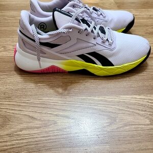 Reebok NanoFlex Athletic Shoes Women's Size 9.5 White, Black, Yellow, Pink